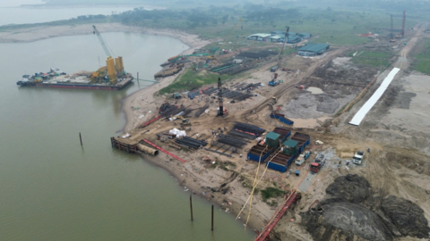 Hình ảnh đầu tiên về cầu vượt sông Hồng thuộc đường Vành đai 4