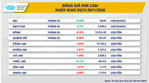 Thị trường hàng hóa sôi động, bạch kim áp sát đỉnh cuối năm 2025
