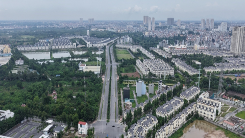 Nút giao khác mức đường Vành đai 3,5 với Đại lộ Thăng Long dần thành hình
