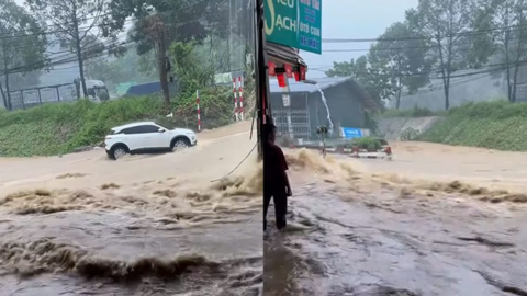 Lào Cai ngập cục bộ sau mưa lớn, nhiều tuyến đường chìm trong nước