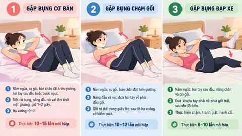 3 bài tập gập bụng trên giường đơn giản hỗ trợ giảm mỡ bụng