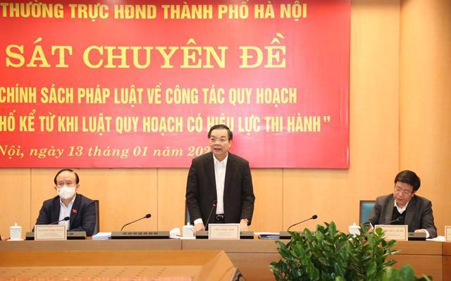 Chủ tịch UBND TP Chu Ngọc Anh ph&aacute;t biểu tại cuộc gi&aacute;m s&aacute;t