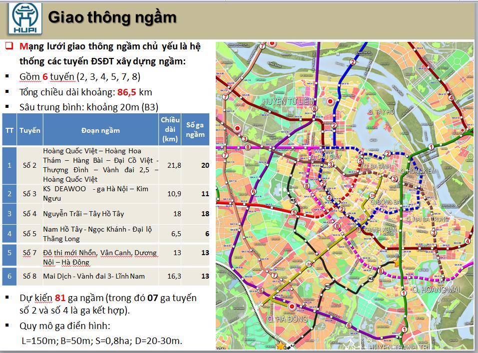 Sơ đồ bản vẽ quy hoạch giao th&ocirc;ng ngầm đ&ocirc; thị trung t&acirc;m TP H&agrave; Nội đến năm 2030, tầm nh&igrave;n đến năm 2050.