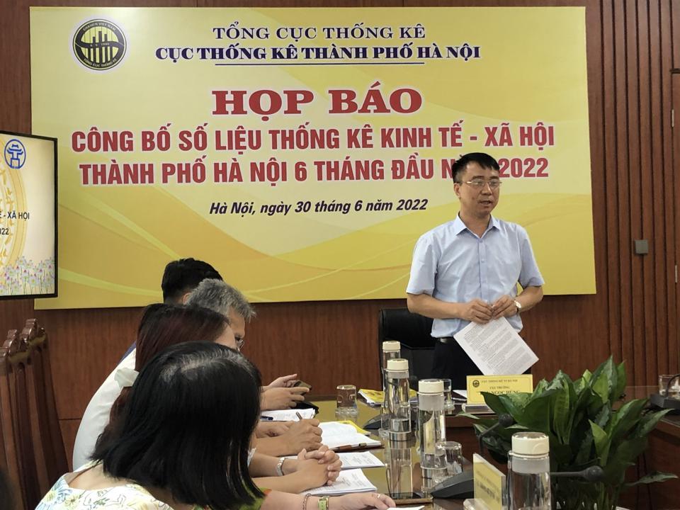 Cục Thống k&ecirc; TP H&agrave; Nội họp b&aacute;o c&ocirc;ng bố&nbsp;t&igrave;nh h&igrave;nh kinh tế Thủ đ&ocirc; 6 th&aacute;ng đầu năm 2022