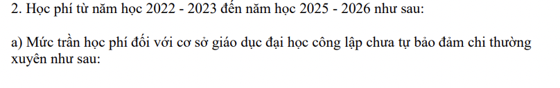 Mức học phí đại học theo nghị định 81