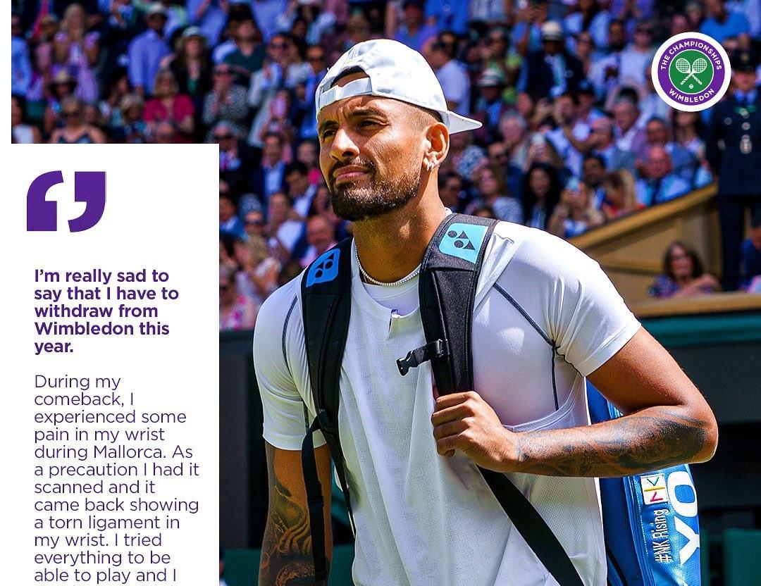 Nick Kyrgios rút khỏi Wimbledon 2023