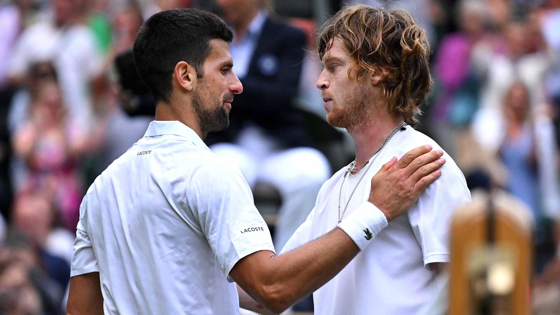 Andrey Rublev chỉ có thể gây khó khăn cho Djokovic ở set 1. Ảnh: ATP