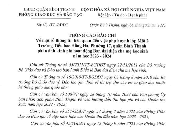 Phê bình Hiệu trưởng trường Tiểu học Hồng Hà để xảy ra lạm thu ảnh 1