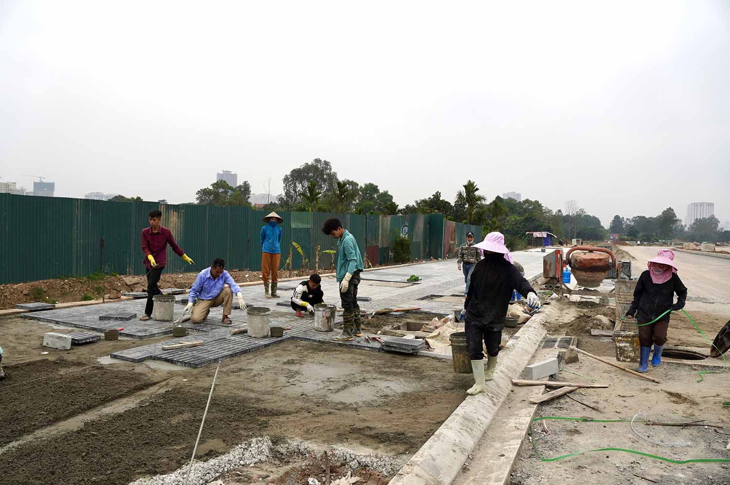 Tại đoạn này, các hệ thống ngầm và cống hộp đã cơ bản hoàn thành. Ảnh: H.Chánh