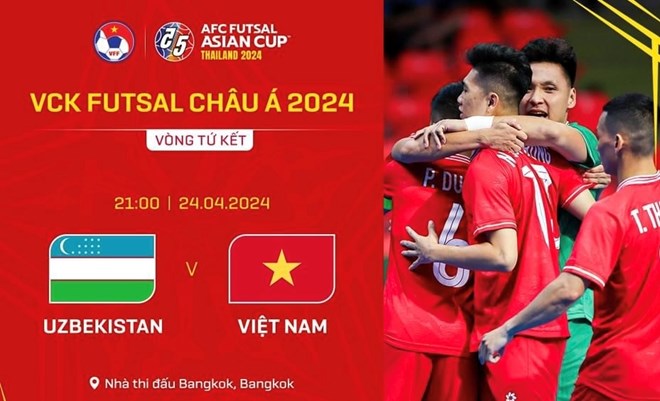 Lịch thi đấu tuyển futsal Việt Nam và Uzbekistan, tứ kết futsal châu Á 2024