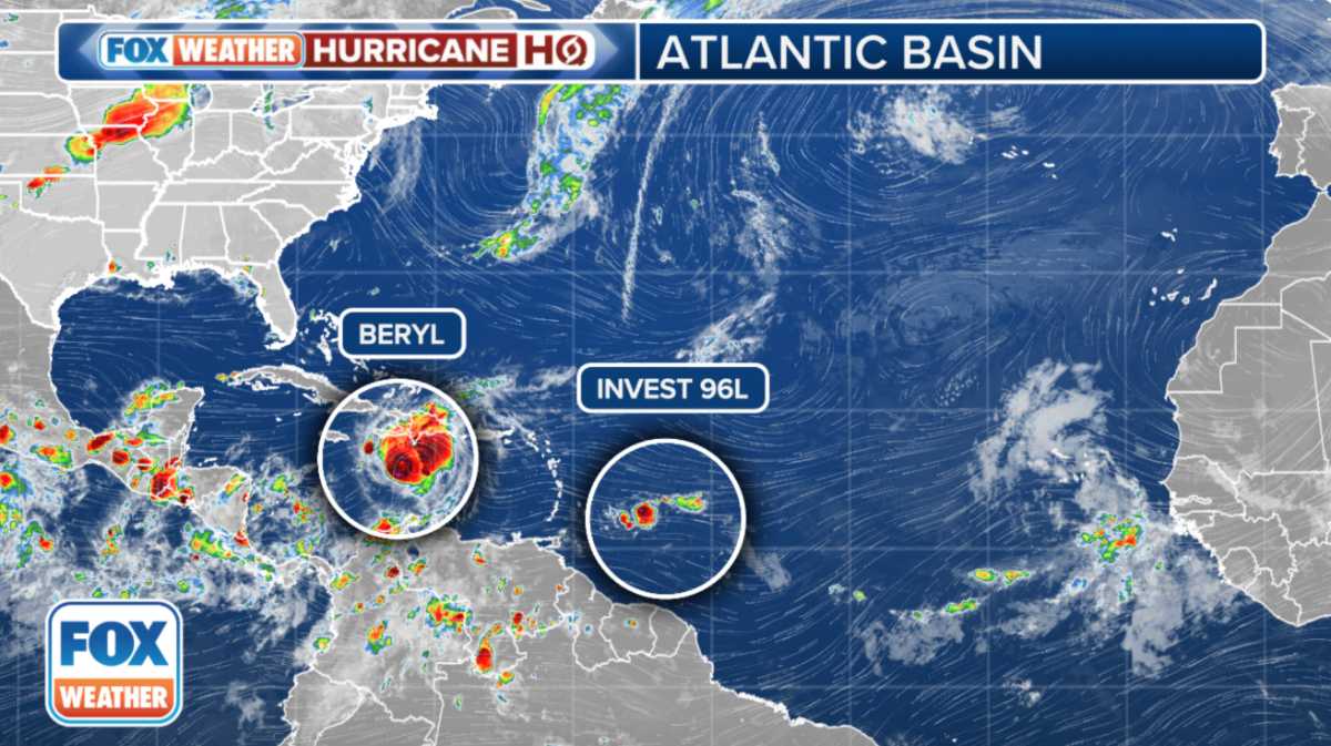 Đi theo cung đường của siêu bão Beryl. Ảnh: FOX Weather