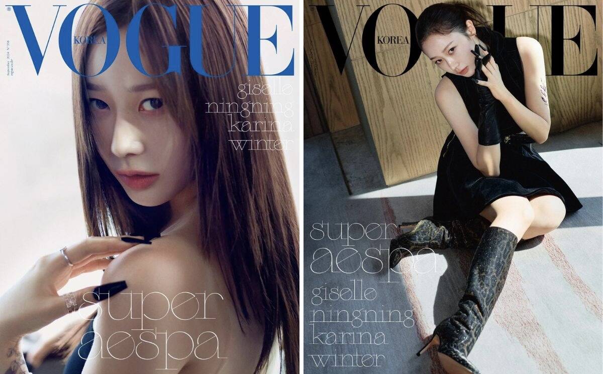 Trang bìa cá nhân của từng thành viên Karina, Winter, NingNing và Giselle. Ảnh: Vogue