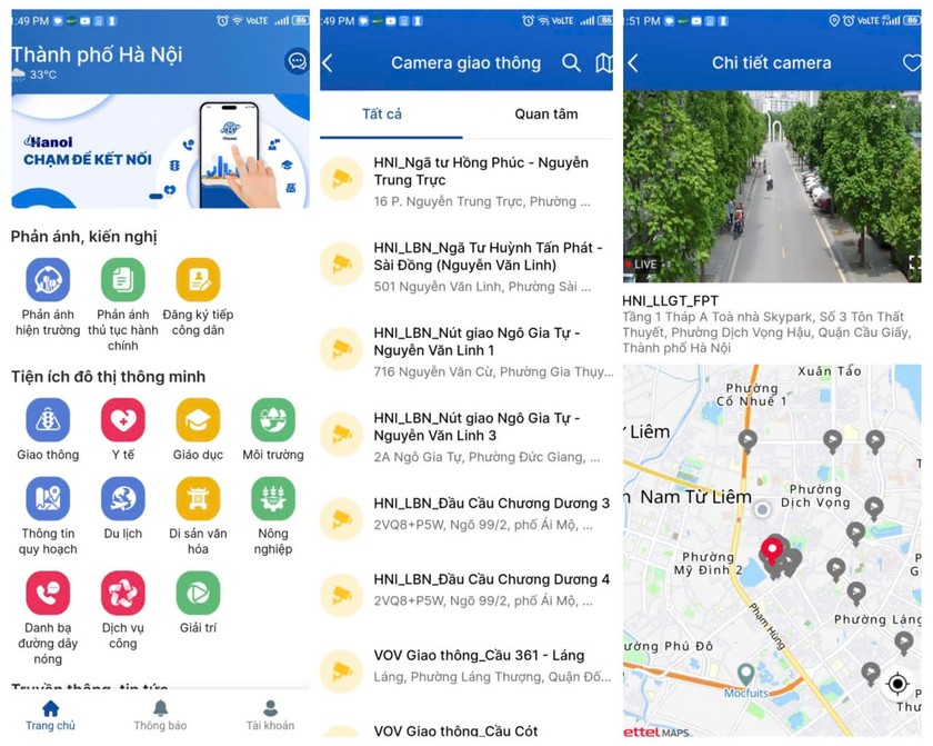 Ứng dụng iHanoi cung cấp hình ảnh giao thông trên thời gian thực. (Ảnh: PV)