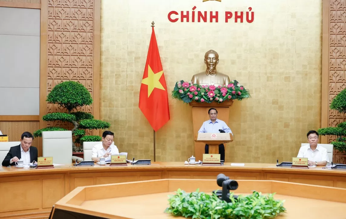 Thủ tướng Phạm Minh Chính chủ trì Phiên họp Chính phủ chuyên đề về xây dựng pháp luật tháng 8/2024 - Ảnh: VGP/Nhật Bắc