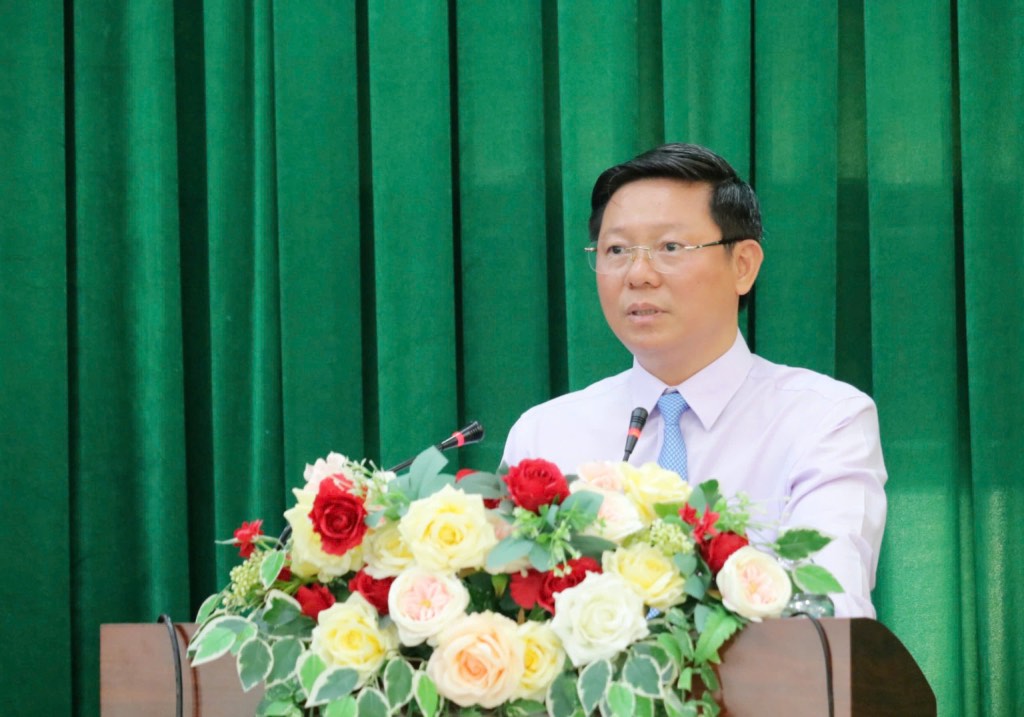 Ông Trần Thanh Lâm - Phó Bí thư Thường trực Tỉnh ủy Bến Tre - phát biểu tại hội nghị. Ảnh: Thành Nhân