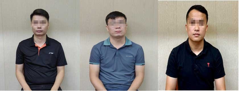 3 bị can bị khởi tốm bắt tạm giam gồm Trung, Tuấn và Biển (từ trái qua phải)
