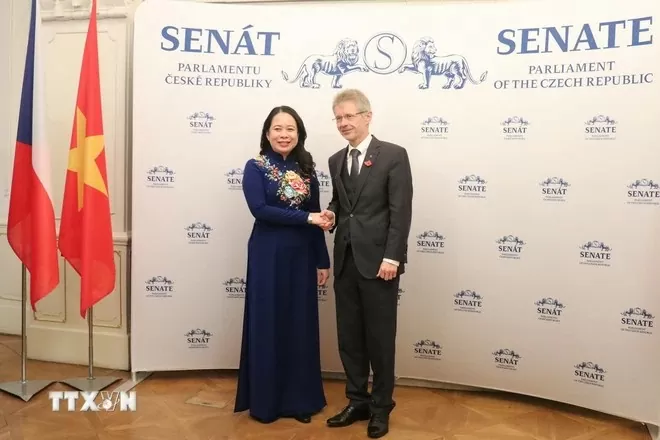 Phó Chủ tịch nước Võ Thị Ánh Xuân gặp Chủ tịch Thượng viện Cộng hòa Séc Milos Vystrcil. (Ảnh: Ngọc Biên/TTXVN) Phó Chủ tịch nước Võ Thị Ánh Xuân gặp Chủ tịch Thượng viện Cộng hòa Séc Milos Vystrcil. (Ảnh: Ngọc Biên/TTXVN)