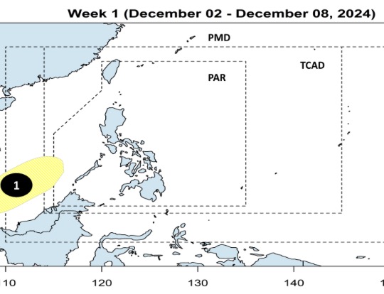 Áp thấp trên Biển Đông trong dự báo bão, áp thấp mới nhất của PAGASA. Ảnh: PAGASA