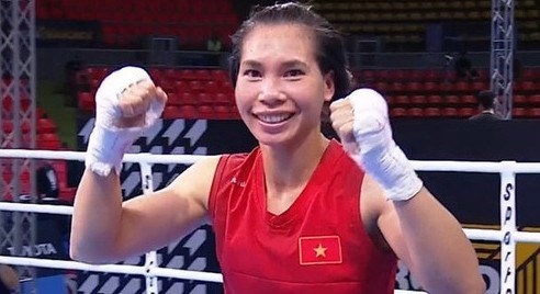 Võ sĩ boxing Hà Thị Linh. Ảnh cắt từ video
