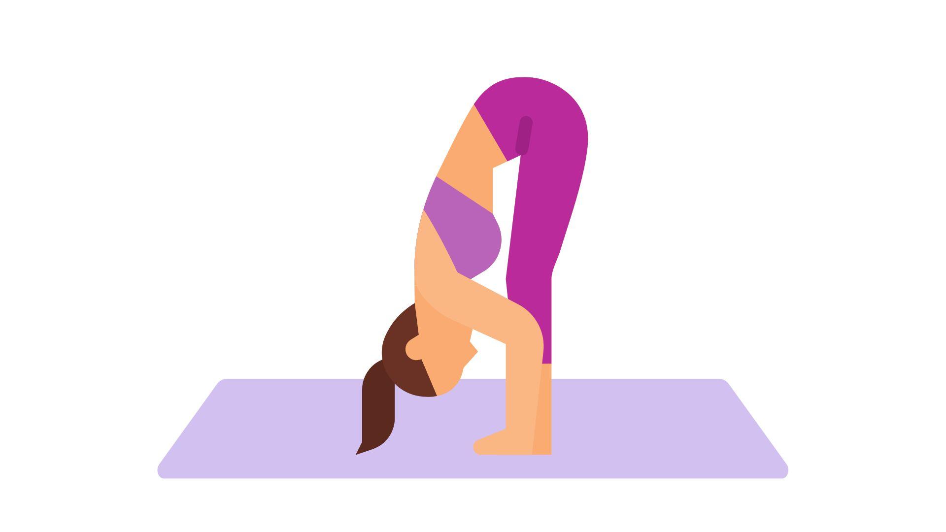 Tư thế gập người đứng (Uttanasana). Ảnh đồ hoạ: HƯƠNG SƠN