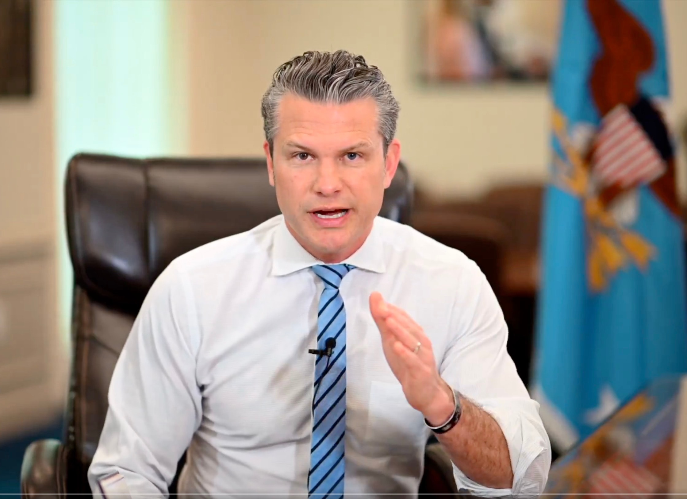 Bộ trưởng Quốc phòng Mỹ Pete Hegseth. Ảnh chụp màn hình.