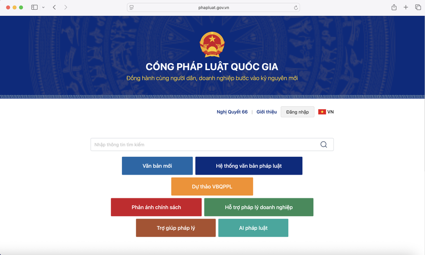Hoàn thiện Cổng Pháp luật Quốc gia