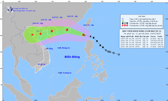 Dự báo 5 tỉnh chịu ảnh hưởng mạnh nhất của bão Wipha, cảnh báo thời tiết nguy hiểm