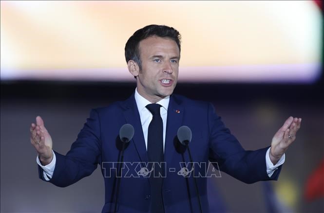 Tổng thống Pháp Emmanuel Macron phát biểu tại Paris. Ảnh tư liệu: THX/TTXVN