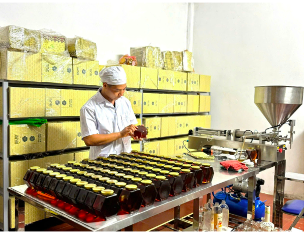 Mật ong rừng Hợp Tiến của Hợp tác xã Green Life đạt tiêu chuẩn OCOP 4 sao. Ảnh: Thu Hằng