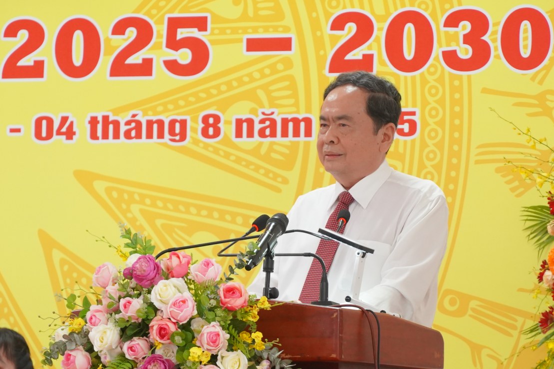 Chủ tịch Quốc hội Trần Thanh Mẫn phát biểu tại Đại hội. Ảnh: Tạ Quang