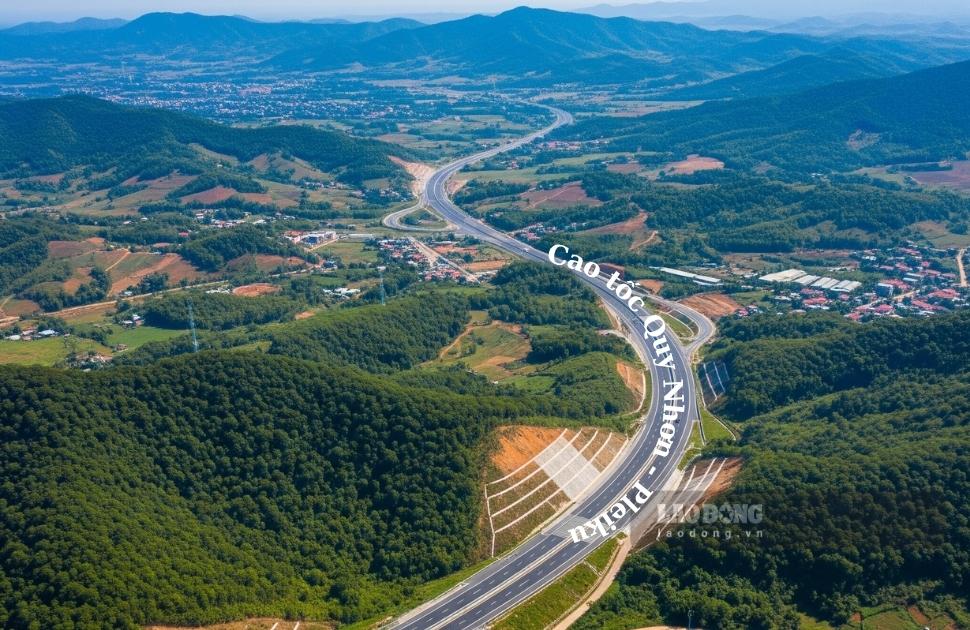 Đồ họa tuyến đường bộ cao tốc Quy Nhơn - Pleiku. Ảnh: AI
