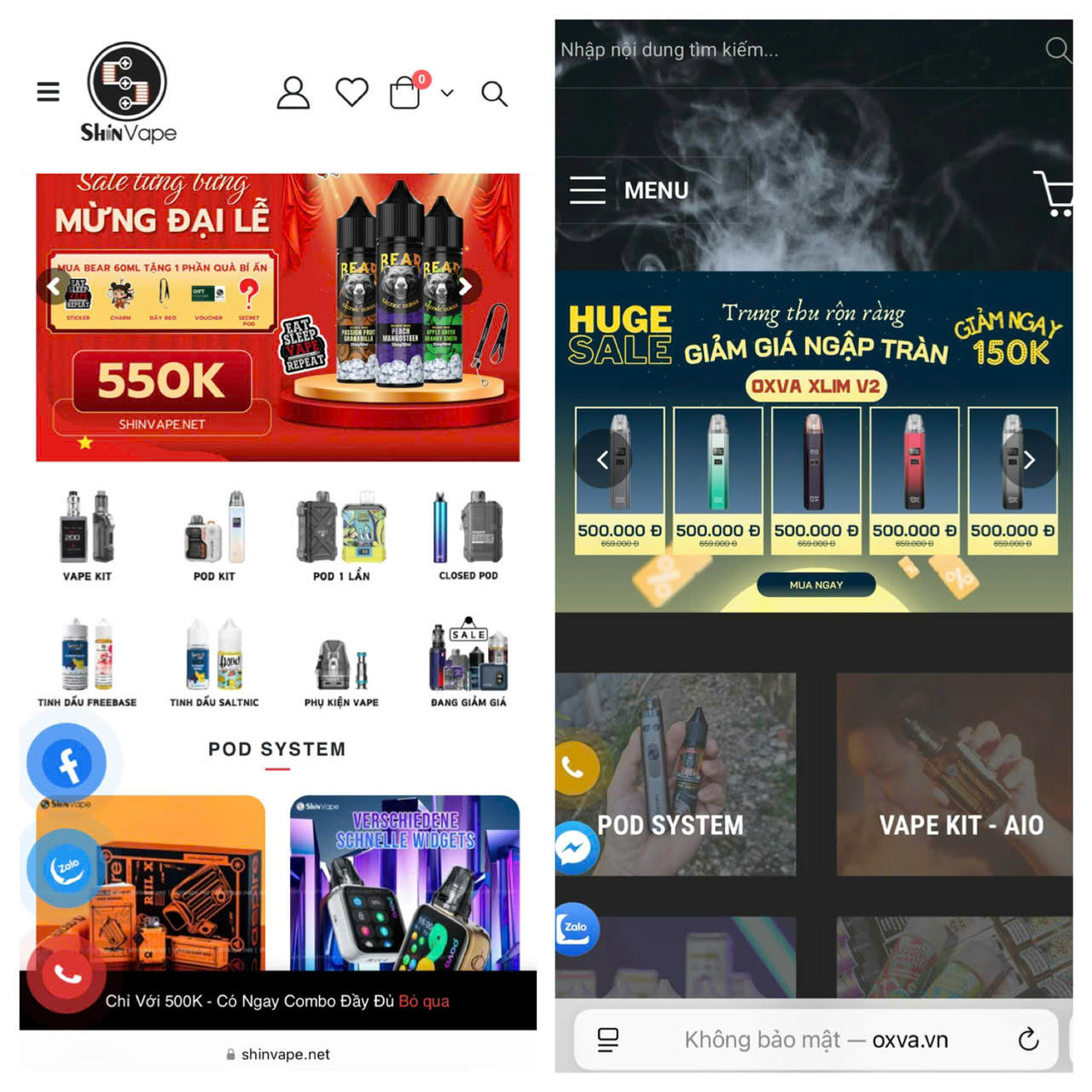 Nhiều ưu đãi mua thuốc lá điện tử, thuốc lá nung nóng hấp dẫn trên các website (Ảnh chụp màn hình)