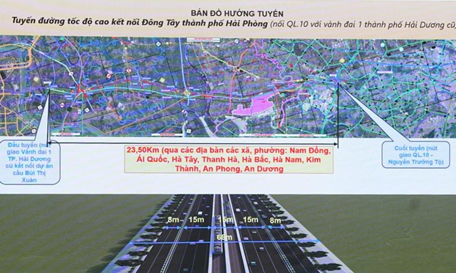 Tuyến đường tốc độ cao kết nối Đông - Tây Hải Phòng sẽ có 6 làn xe