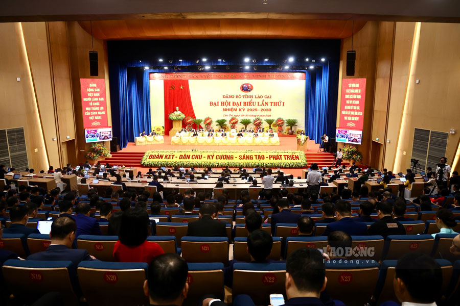 Đại hội Đảng bộ tỉnh Lào Cai lần thứ I, nhiệm kỳ 2025-2030 diễn ra từ ngày 28-30.9. Ảnh: Văn Đức