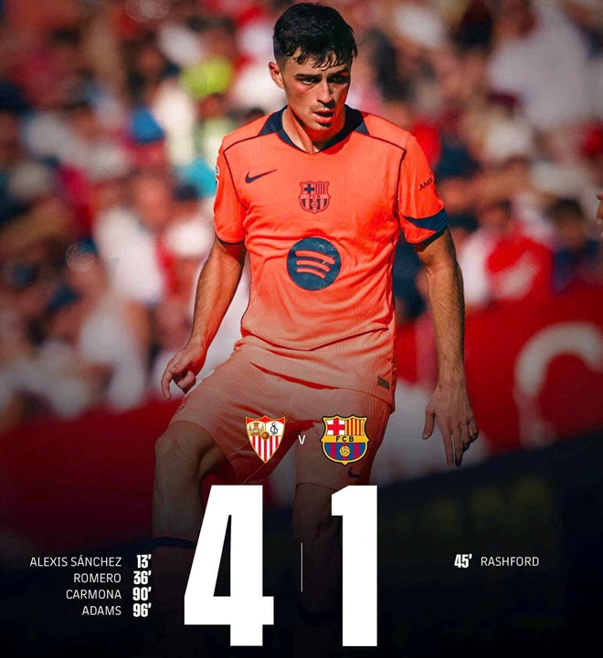 Barcelona thua đậm Sevilla, mất ngôi đầu La Liga vào tay Real Madrid