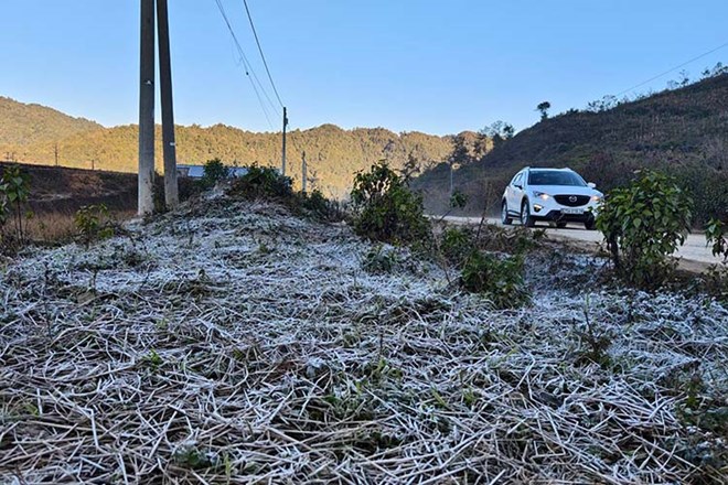Lai Châu xuất hiện sương muối, băng giá