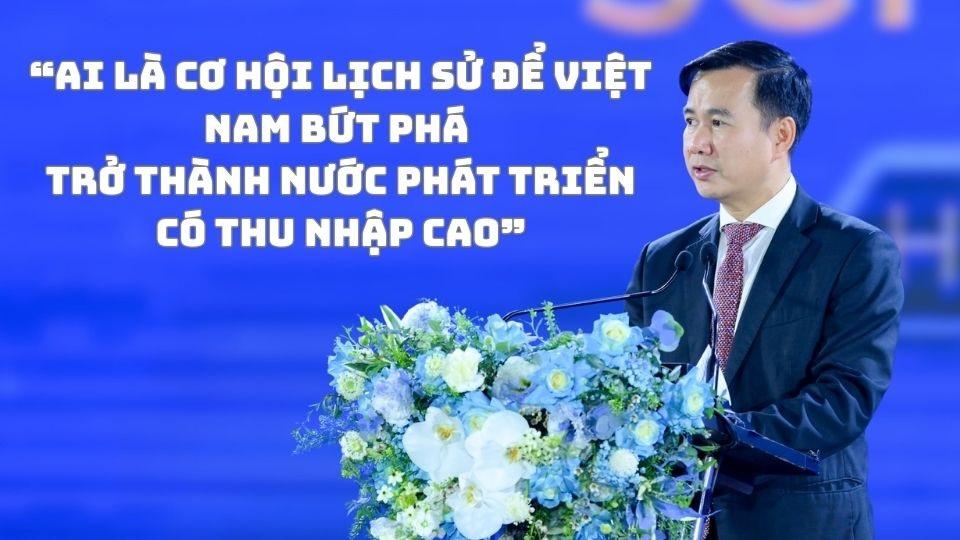 Thứ trưởng Bộ Khoa học và Công nghệ Bùi Thế Duy chia sẻ tại Tuần lễ. Ảnh + Đồ họa: Hải Danh
