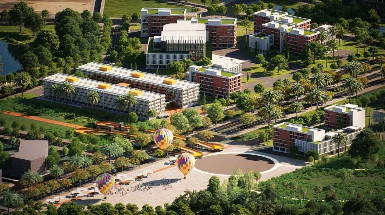 Phối cảnh Công viên công nghệ số và Hỗn hợp tại hai phường Tây Tựu và Phú Diễn. Ảnh: Ban tổ chức