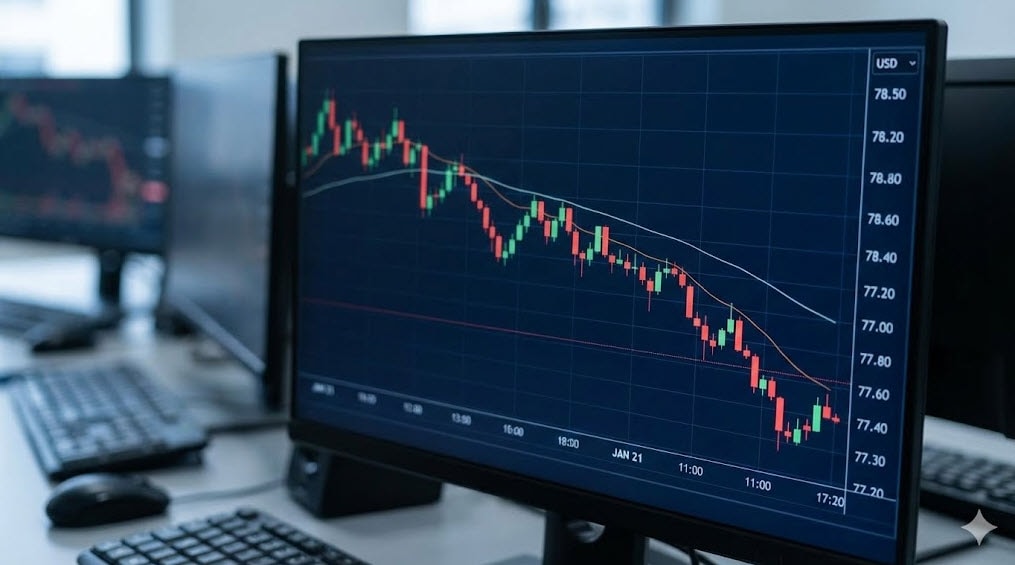 Biểu đồ giá dầu thế giới ngày 21-1 cho thấy xu hướng đi xuống nhẹ, giảm bớt áp lực cho kỳ điều hành giá trong nước