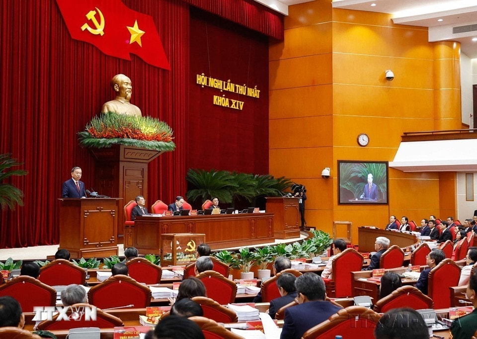 Hội nghị lần thứ nhất Ban Chấp hành Trung ương Đảng khóa XIV, họp tại Trụ sở Trung ương Đảng, sáng 23/1/2026. (Ảnh: TTXVN)