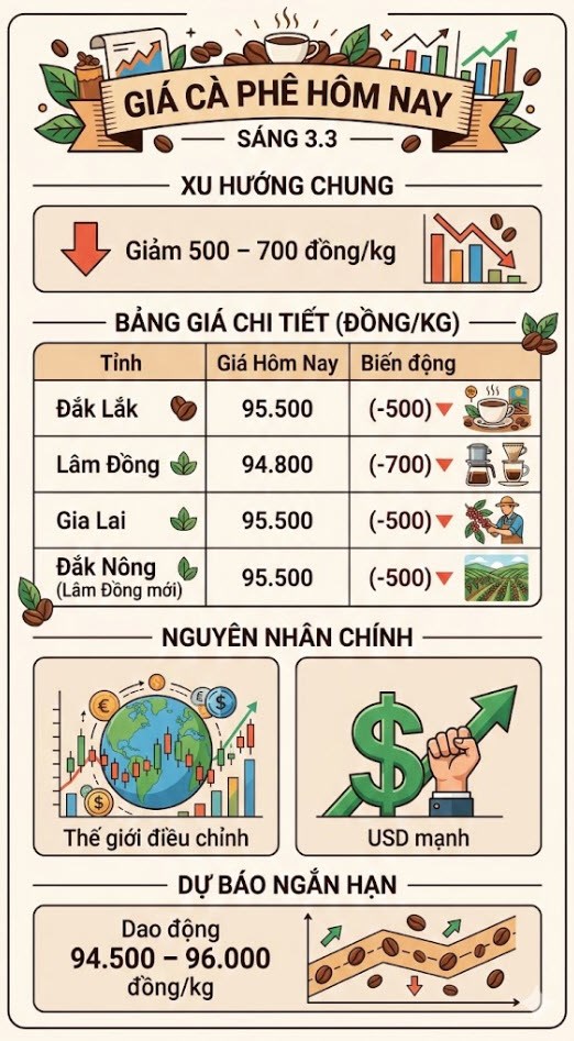 Giá cà phê hôm nay 3.3 giảm mạnh, mất mốc 96.000 đồng/kg - ảnh 3