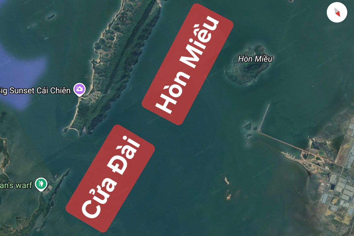 Khu vực biển từ Hòn Miều đến Cửa Đài (Quảng Ninh) – nơi cá heo thường xuyên xuất hiện. Ảnh: Đình Hùng