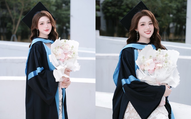 Nàng hậu trong ngày lễ Tốt nghiệp Đại học. Ảnh Sen vàng