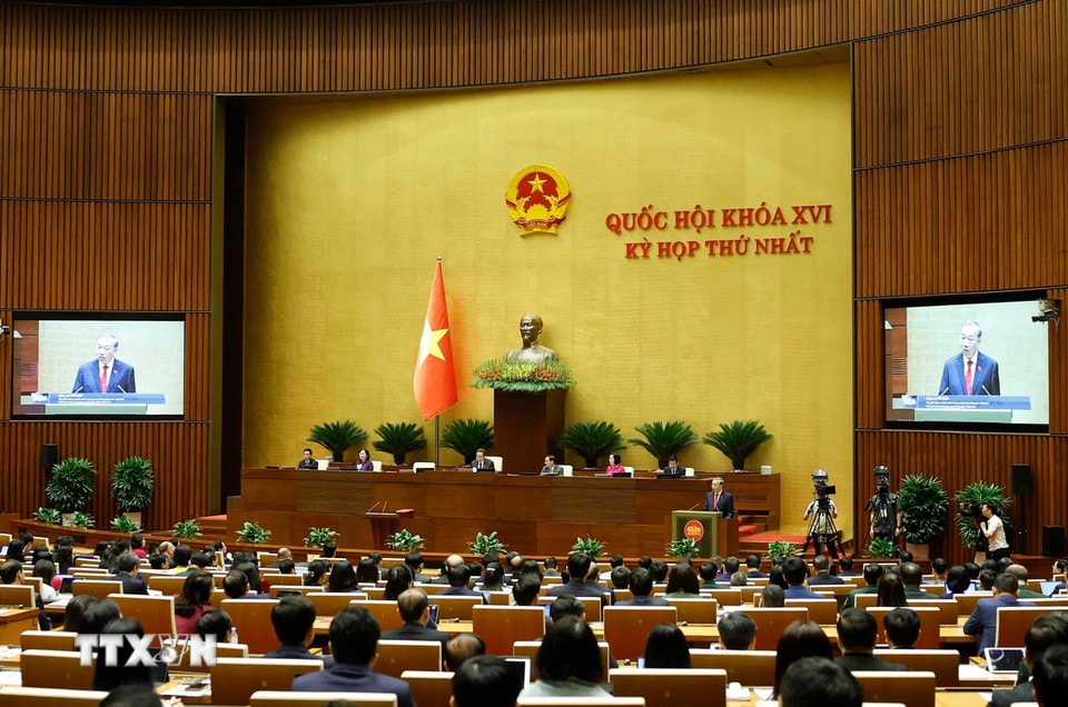 Chủ tịch nước Cộng hoà xã hội chủ nghĩa Việt Nam Tô Lâm phát biểu nhậm chức. (Ảnh: Thống Nhất/TTXVN)