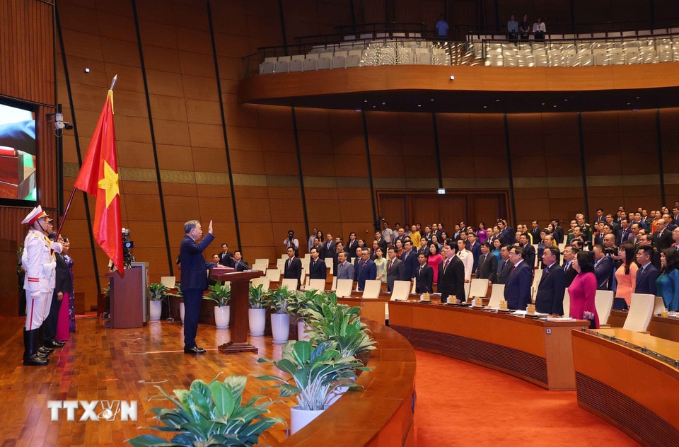 Chủ tịch nước Cộng hòa xã hội chủ nghĩa Việt Nam Tô Lâm tuyên thệ nhậm chức. (Ảnh: Văn Điệp/TTXVN)