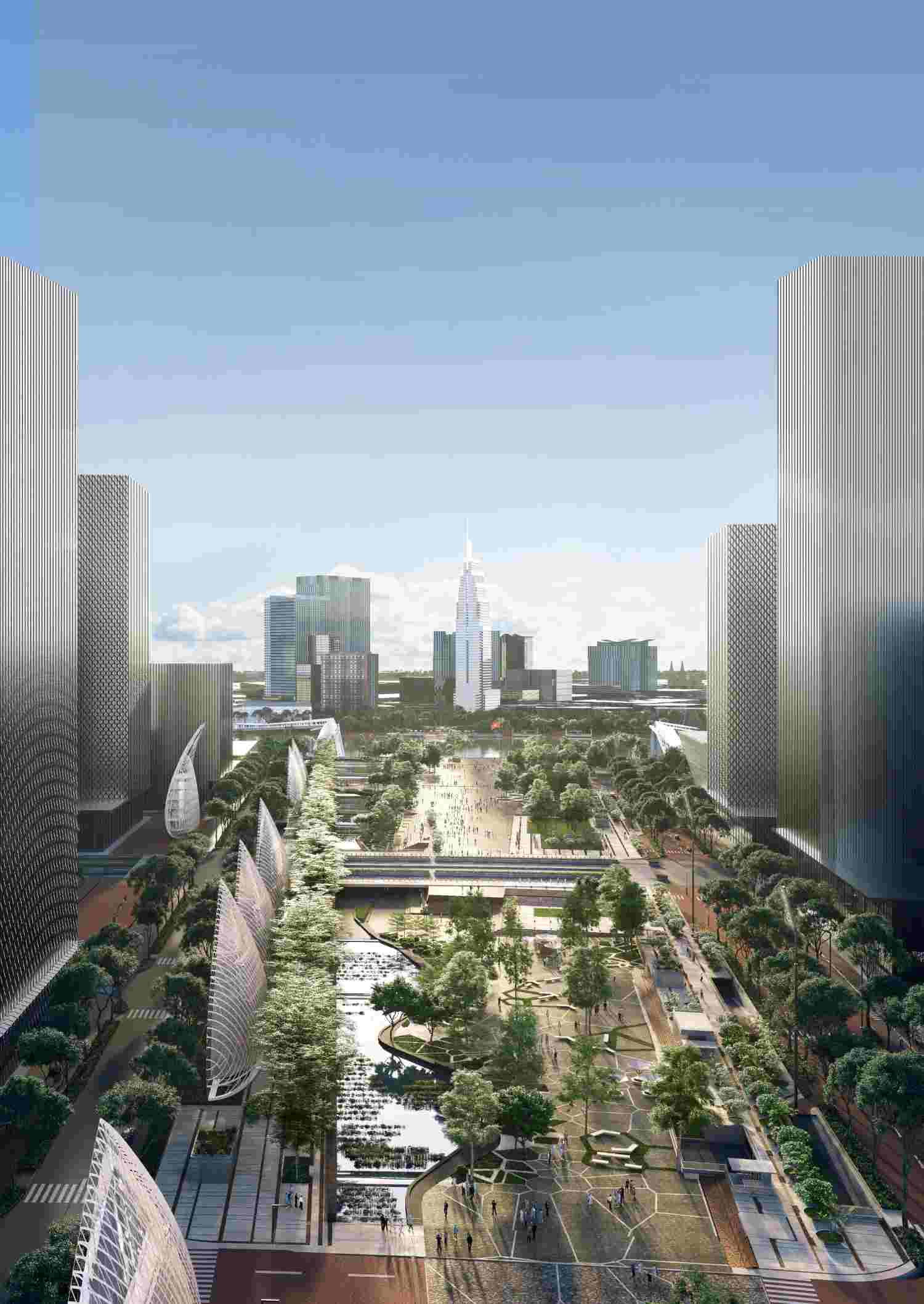 Một phối cảng Quảng trường trung tâm ở Thủ Thiêm.  Ảnh: Sở Xây dựng TPHCM