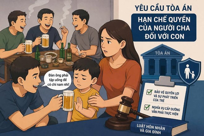 Bố cho con 4 tuổi uống bia, mẹ yêu cầu tòa hạn chế quyền nuôi dạy