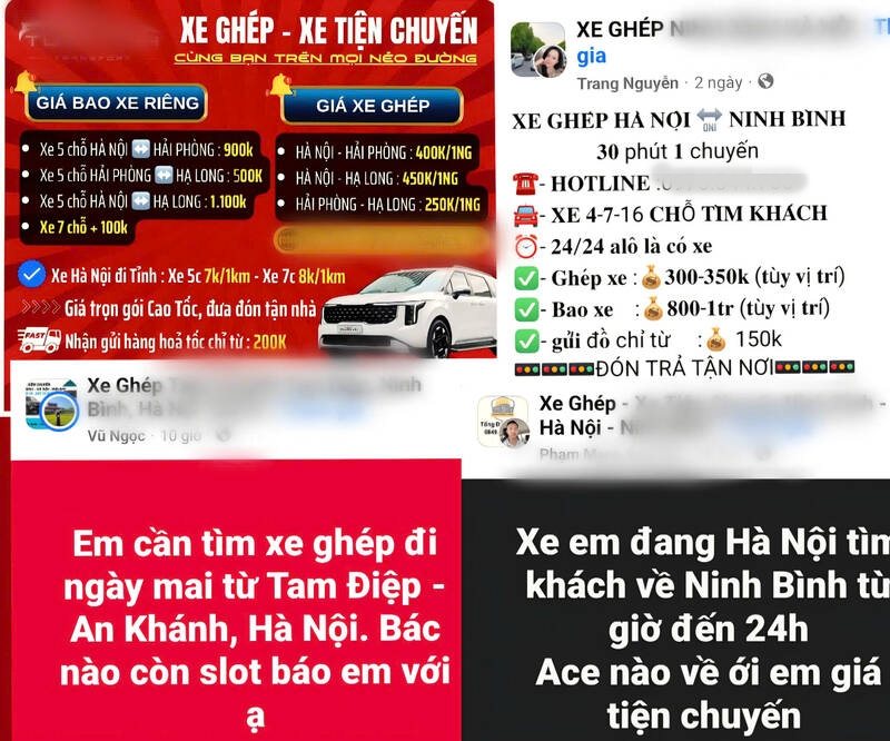 Trước giờ siết chặt, xe ghép hoạt động mạnh trên các trang mạng xã hội. Ảnh: Thu Giang