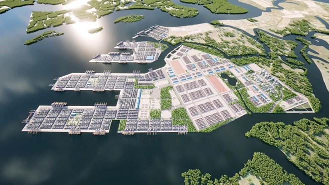 Phối cảnh dự án cảng tổng hợp và container Cái Mép Hạ. Ảnh: Portcoast