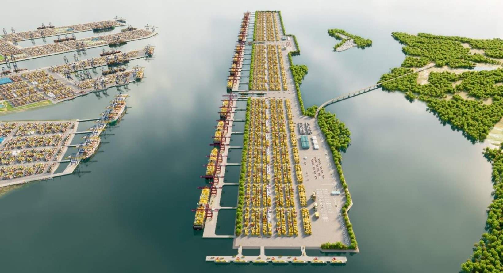 Phối cảnh Cảng trung chuyển quốc tế Cần Giờ. Ảnh: Portcoast